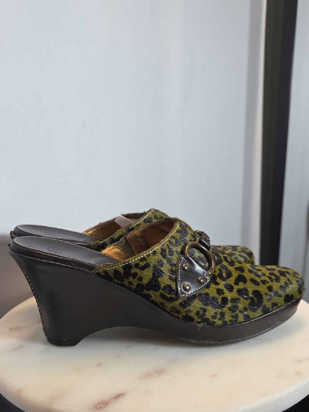 Cole Haan Womens Leather Leopard Print Mules Size 8 - Picture 3 of 6